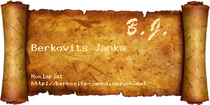 Berkovits Janka névjegykártya
